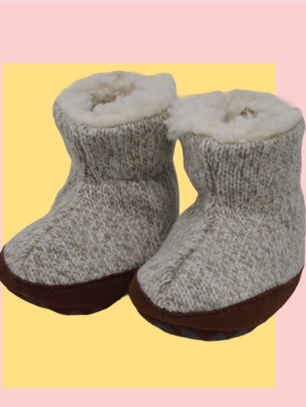 Acorn Wool Blend Knit Booties Sherpa Lined 0-6 Mth